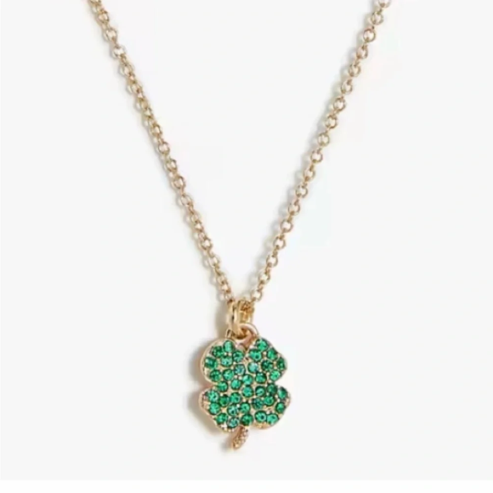 J. Crew Shamrock Gold Necklace St Patrick’s Day ☘️ - Picture 1 of 3